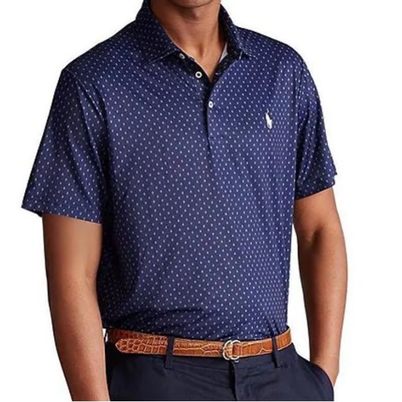 Polo Ralph Lauren Mini Print Performance Stretch Short-Sleeve Polo  size Large - Picture 2 of 8